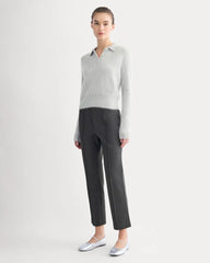 Slim Trouser in Ponte | Heathered Soot