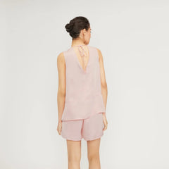 The Satin V-Neck Top | Petal Pink