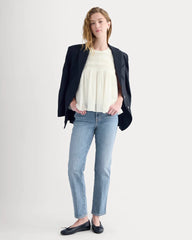 Twisted Pleat Tank in Silk Georgette | Bone
