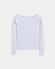 Luxe Rib Boatneck Top | Skywriting