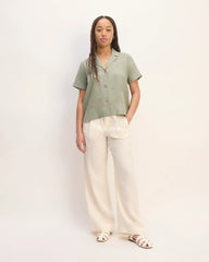 The Notch Shirt in Linen | Sage Green