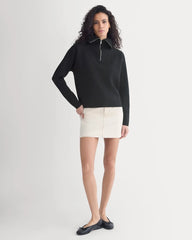 Double Knit Half-Zip in Cotton Merino | Black