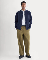 Luxe Merino Crew Cardigan | Deep Navy