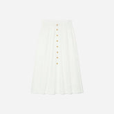 The Easy Button-Front Skirt | White