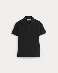 Knit Quarter-Zip Polo | Black