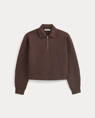 Luxe Fleece Zip Polo | Dark Chocolate