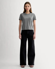 The Box-Cut Tee in Essential Cotton | Heathered Charcoal | Pocket