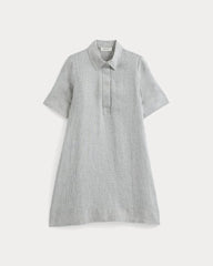 Mini Popover Shirtdress in Linen | Agave / Bone