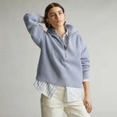 The Half-Zip Sweater in Luxe Merino | Periwinkle / Light Heather Oat