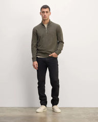 The Quarter-Zip in Cashmere | Heathered Army Green