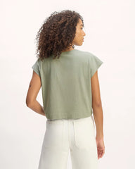 The Muscle Cropped Tee in Essential Cotton | Sage Green