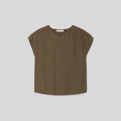 The City Stripe V-Neck Top | Beech