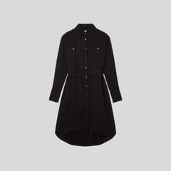 The City Stripe Draped Shirt Dress | Black
