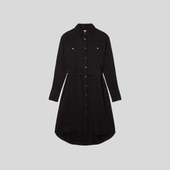 The City Stripe Draped Shirt Dress | Black