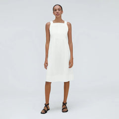 The Seersucker Midi Dress | White
