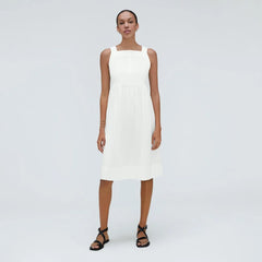 The Seersucker Midi Dress | White