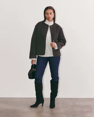 The Cocoon Coat in Wool | Heather Charcoal