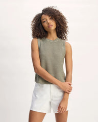 The Organic Cotton Open-Stitch Tank | Sage Green