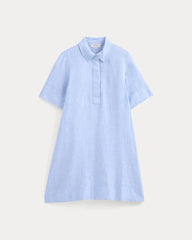 Mini Popover Shirtdress in Linen | Light Blue