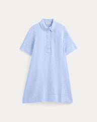 Mini Popover Shirtdress in Linen | Light Blue