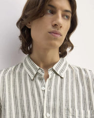 The Classic Short-Sleeve Shirt in Linen | Bone / Black