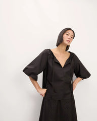The Supima® Puff-Sleeve Top | Black