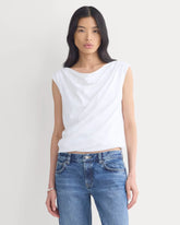 Boatneck Twisted Top in Essential Cotton | White