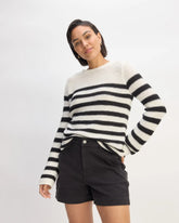The Organic Cotton Open-Stitch Crew | Black / Bone