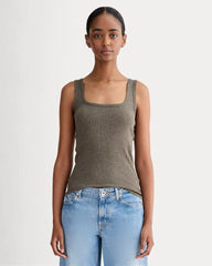 The Luxe Rib Square-Neck Tank | Heathered Fatigue