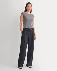 Boatneck Cap-Sleeve Top in Butterknit | Charcoal Grey