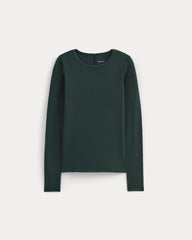 The Luxe Rib Long-Sleeve Crew | Heathered Dark Sea
