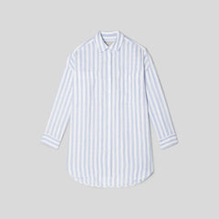 The Way-Long Linen Shirt | Blue / White