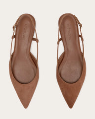The Studio Slingback Flat | Saddle Brown Suede