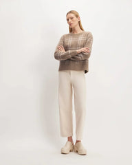 The Alpaca Cropped Crewneck Sweater | Wheat / Lightest Taupe