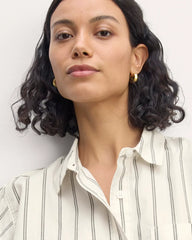 The Way-Short Shirt in Silky Cotton | Bone / Black