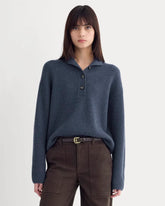 The Cocoon Henley in Wool Cashmere | Indigo