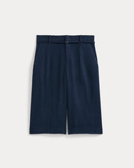 Long Tailored Short in Stretch Linen | Navy