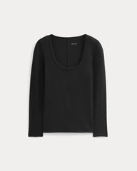 Luxe Rib Deep U-Neck Top | Black