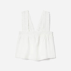 The Smocked Linen Cami | White