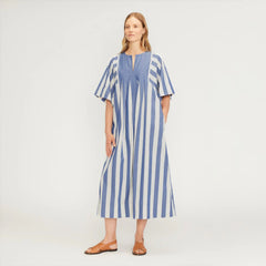 The Poplin Caftan Dress | Mazarine Blue / Bone