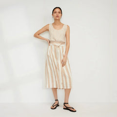 The Linen Wrap Skirt | Bone / Caramel