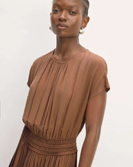 The Gathered Midi Dress | Carob Brown