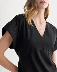 The Tie-Back Dress in Stretch Linen | Black