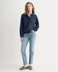 Lightweight Terry Polo Sweatshirt | Navy