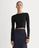 The Cropped Crew Top in Ultrafine Merino | Black