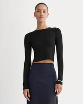 The Cropped Crew Top in Ultrafine Merino | Black