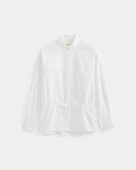 Oversized Cinched Shirt in Ultrasoft Cotton | White