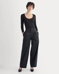 Luxe Rib Deep U-Neck Top | Black