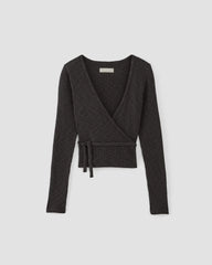 The Cozy Rib Wrap Top | Black