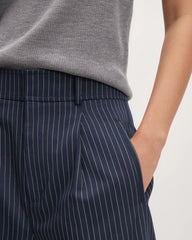 The Draper Pleated Pant in Buttersmooth | Navy / Bone | 30" Inseam